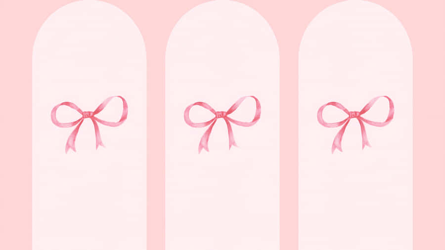 Simple Pink Aesthetic Bows Wallpaper