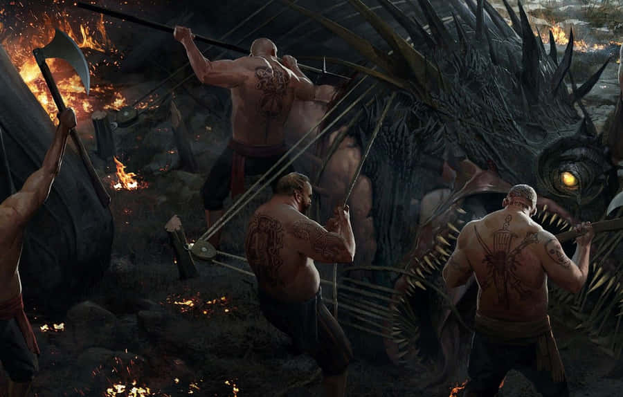 Sizzling Battle Scene In Gwent The Witcher Card Game Wallpaper