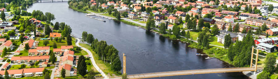 Skelleftea Aerial View Sweden Wallpaper