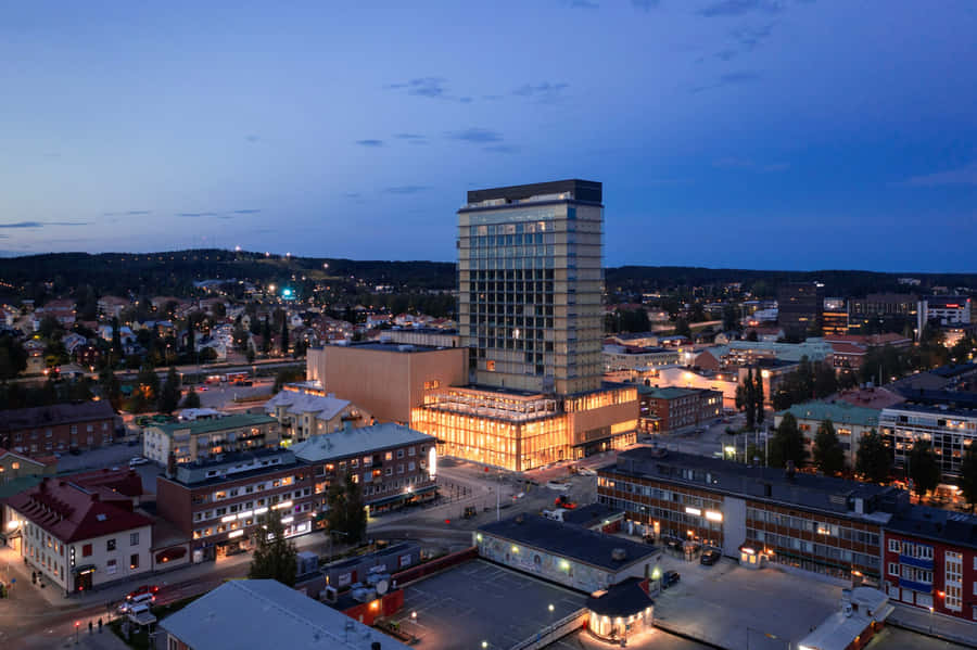 Skelleftea Cityscape Dusk Wallpaper