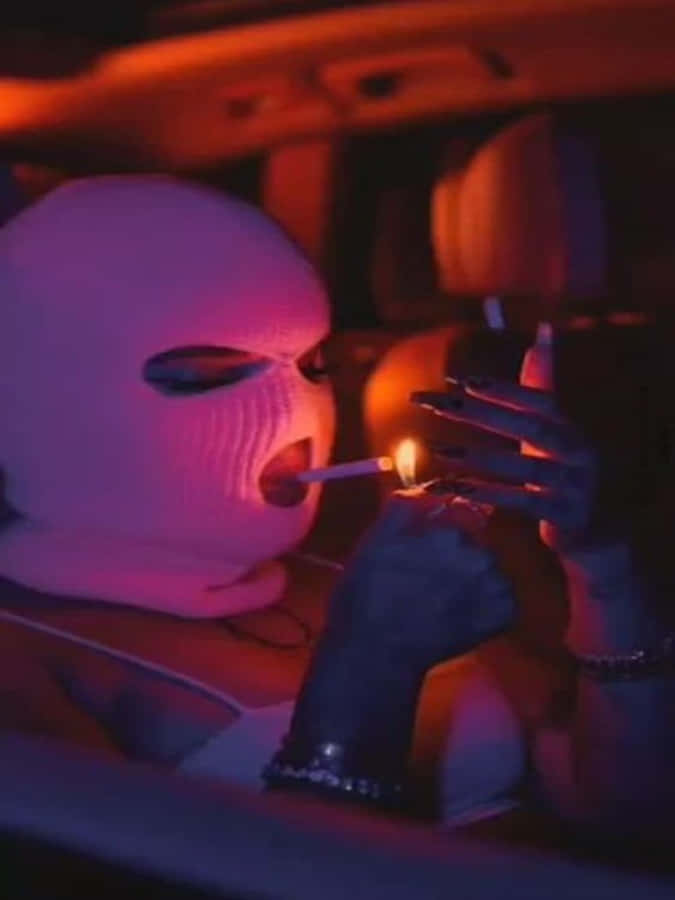 Ski Mask Girl Smoking In Car Wallpaper
