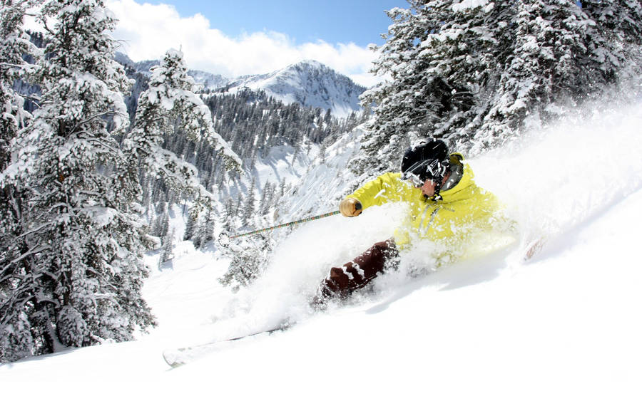 Skiing Diving In Snow Wallpaper