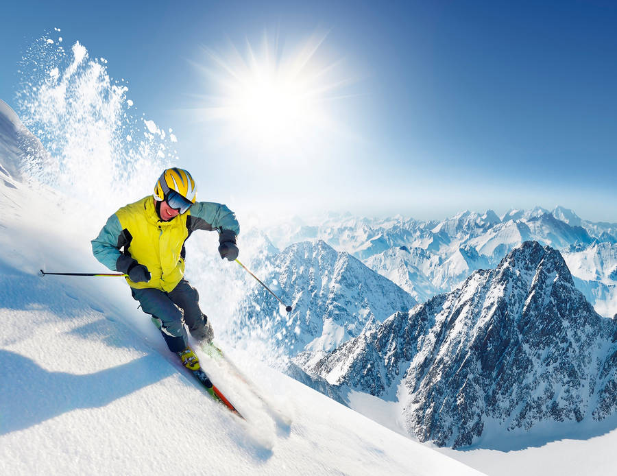Skiing Mountain Peak Wallpaper