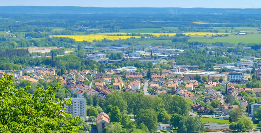 Skovde Sweden Aerial View Summer Wallpaper