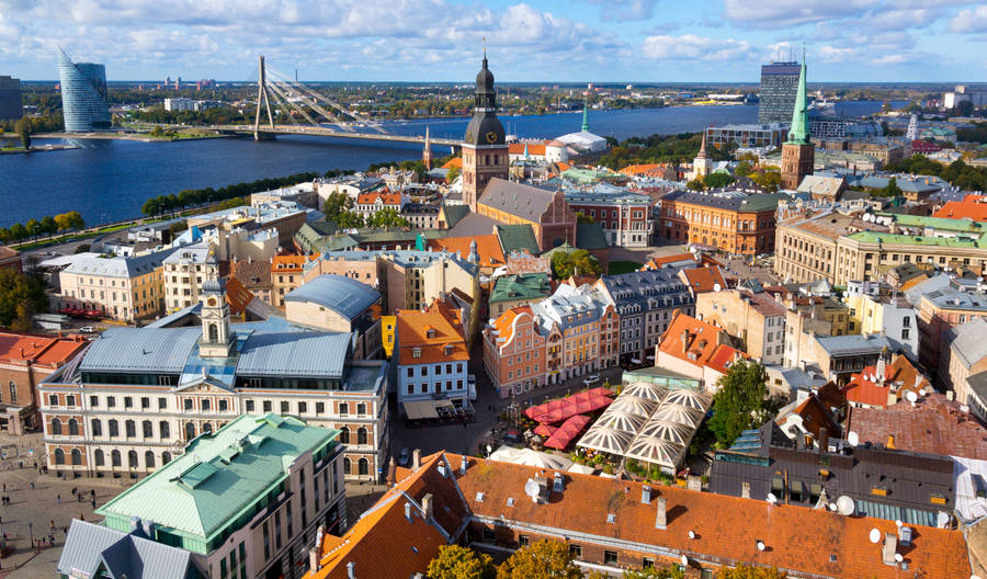 Skyline Of Riga, Latvia Wallpaper