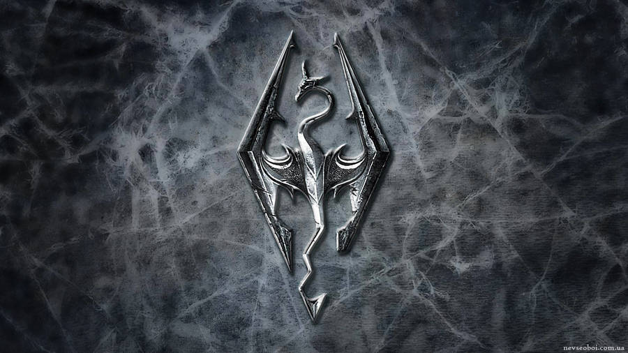 Skyrim 4k Game Logo Behind Cobwebs Wallpaper