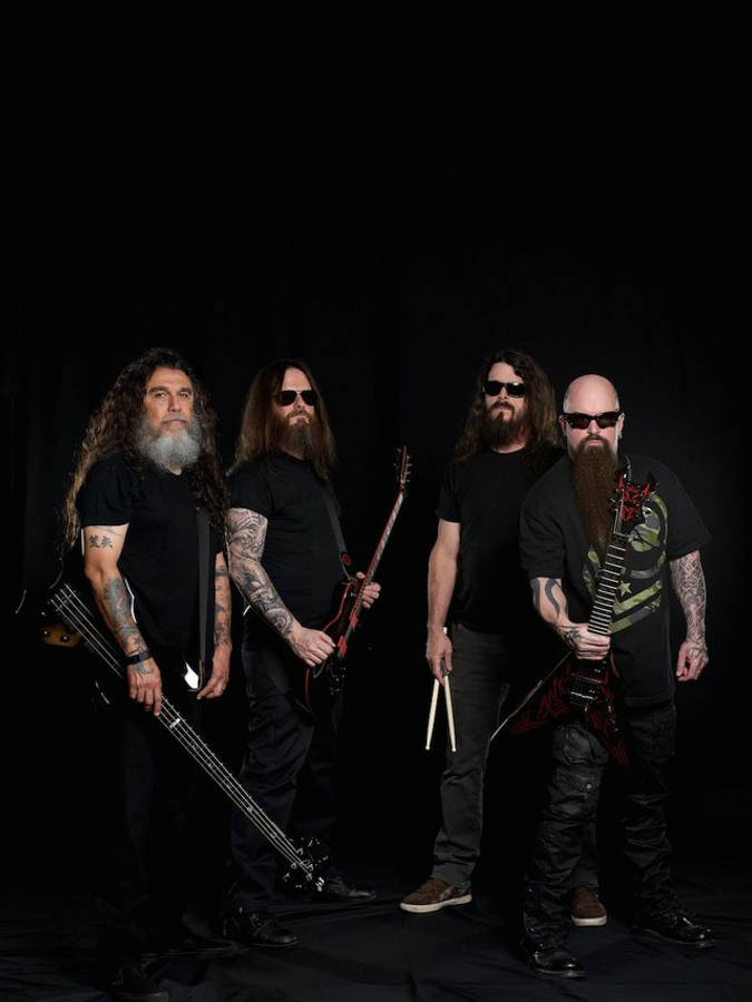 Slayer Band Members With Instruments Wallpaper