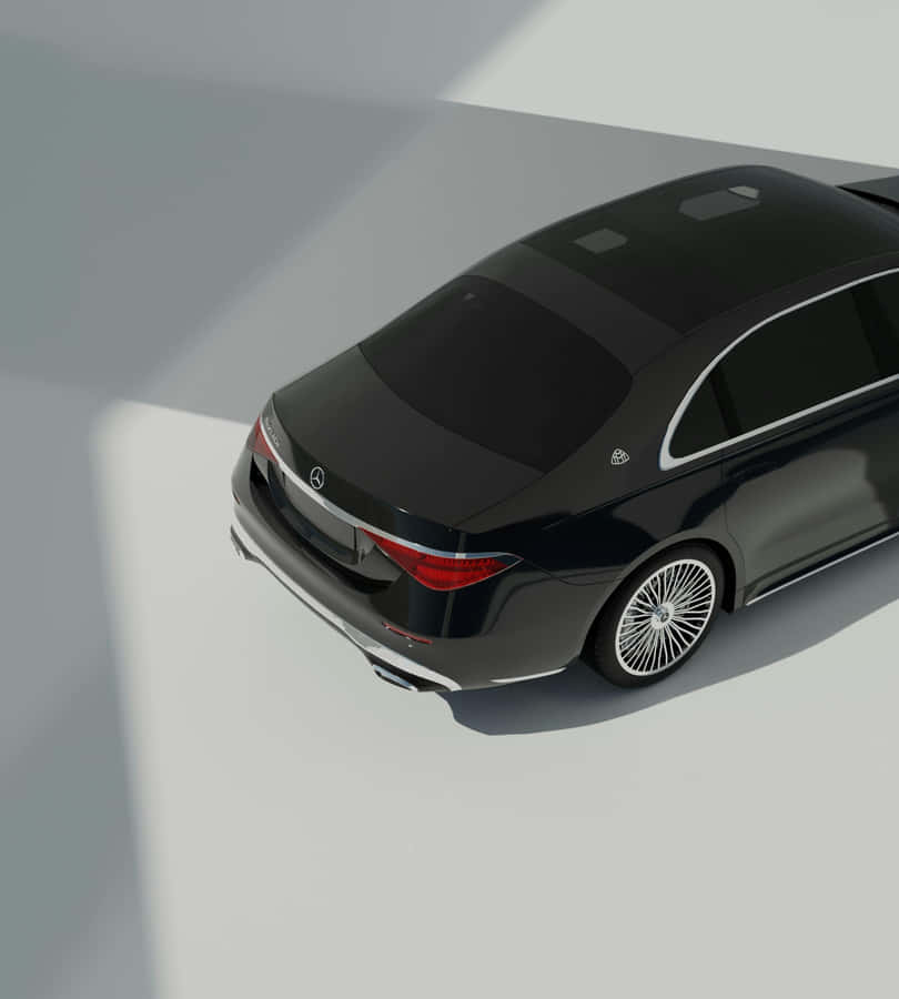 Sleek Black Sedan Top View Wallpaper