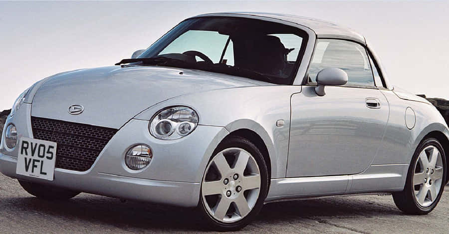 Sleek Daihatsu Copen Convertible Parked Against An Urban Backdrop Wallpaper