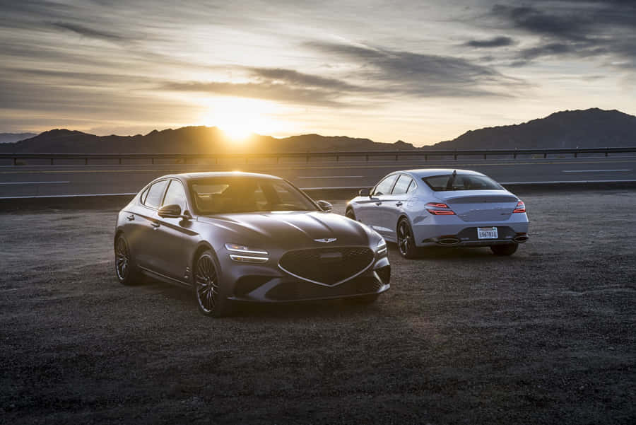 Sleek Genesis G70 Luxury Sports Sedan On The Road Wallpaper