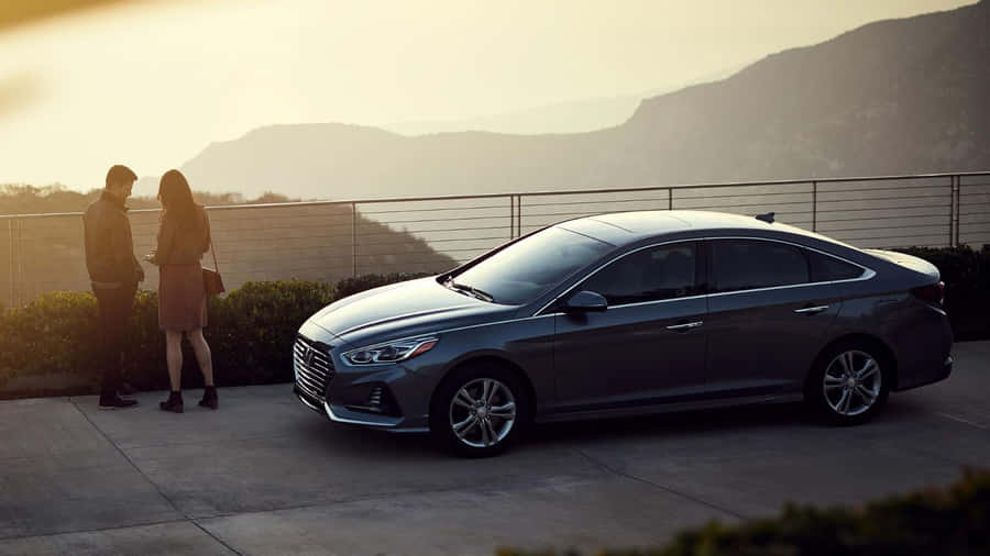 Sleek Hyundai Sonata Parked By The Beach Wallpaper