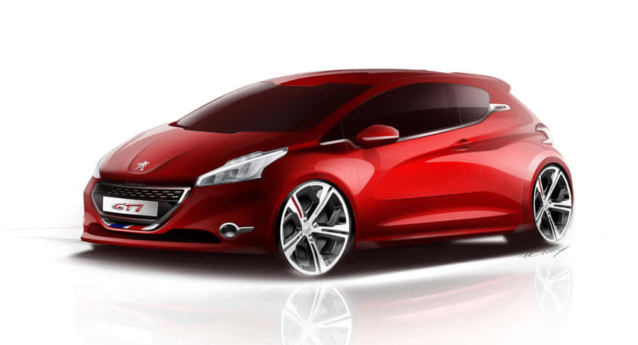 Sleek Peugeot 208 Parked On City Streets Wallpaper