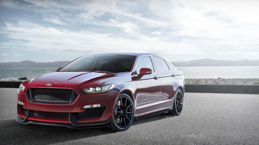 Sleek Red Ford Taurus On Display Wallpaper