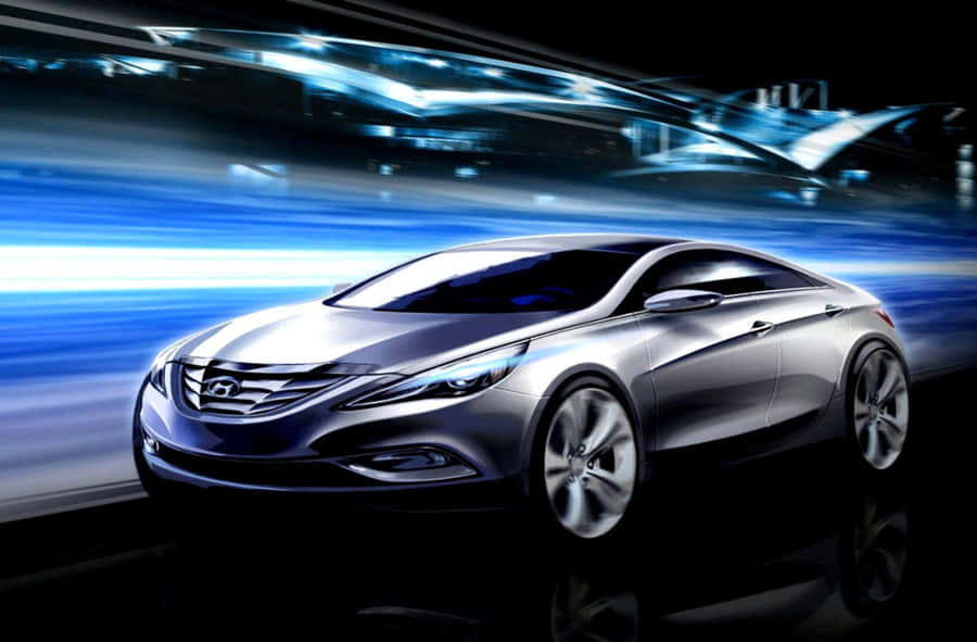 Sleek Silver Hyundai Sonata Parked On A Picturesque Sea-side Street Wallpaper