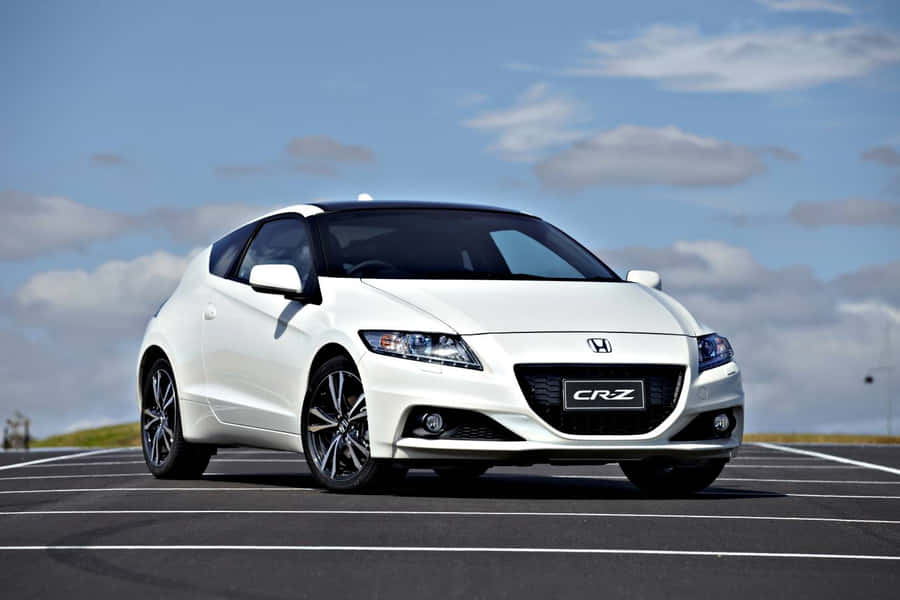 Sleek White Honda Cr-z Hybrid Sports Car Wallpaper