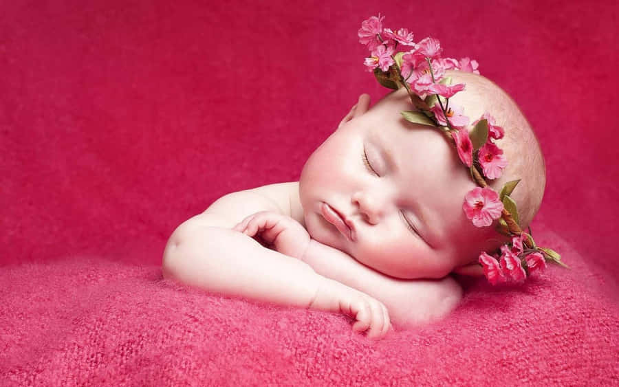 Sleeping Newborn Floral Crown.jpg Wallpaper
