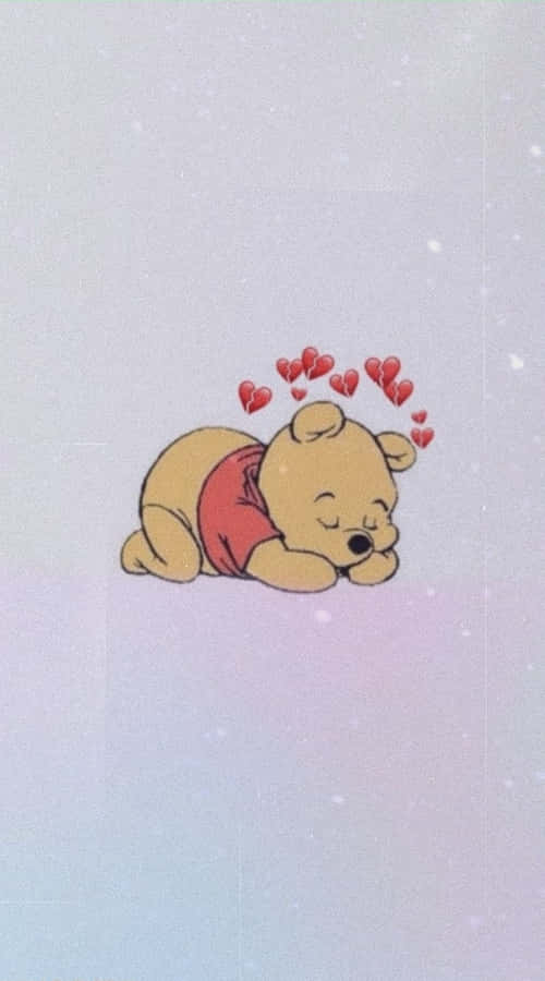 Sleeping Winniethe Poohwith Hearts Wallpaper
