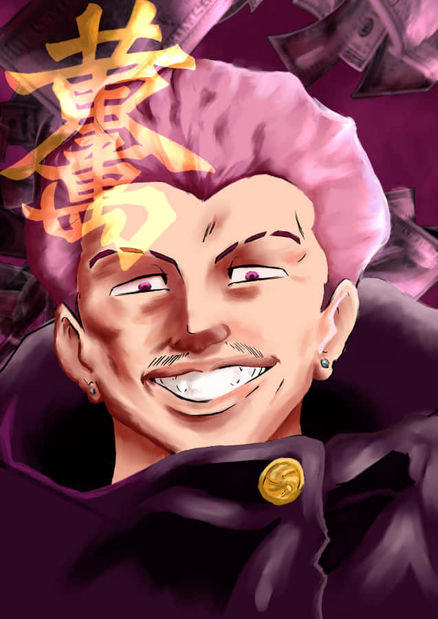 Smiling Anime Character With Purple Background Wallpaper