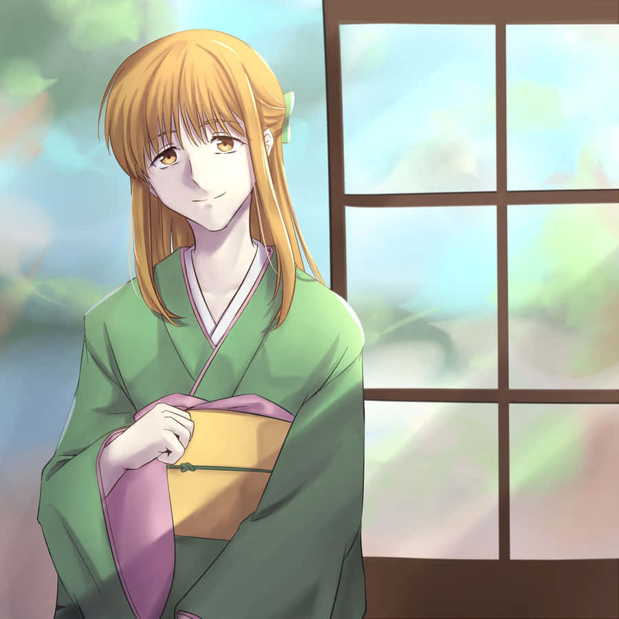 Smiling Anime Characterin Traditional Attire Wallpaper