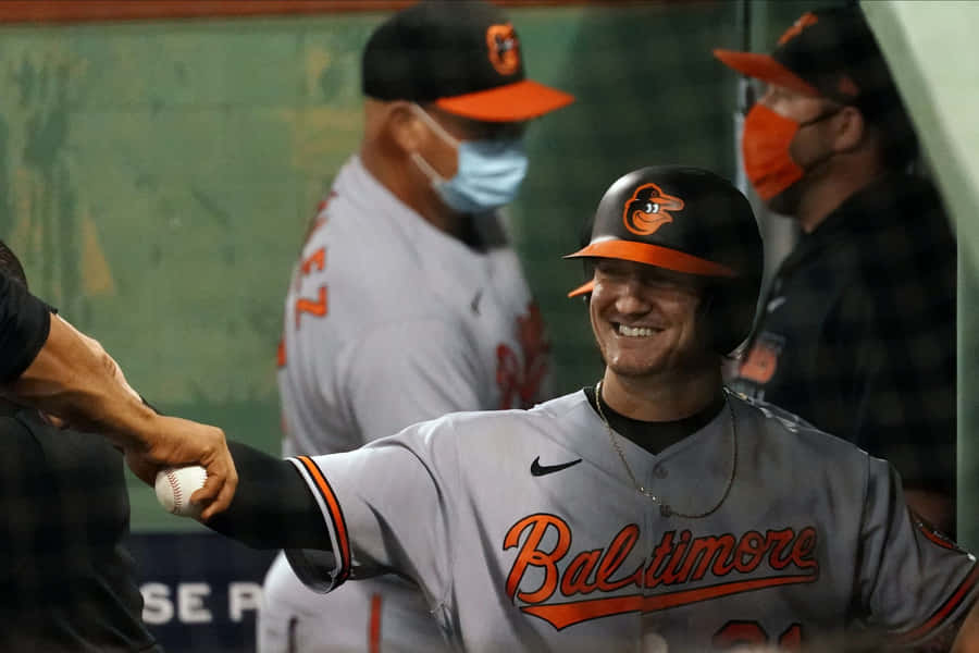 Smiling Baseball Player Baltimore Orioles Wallpaper