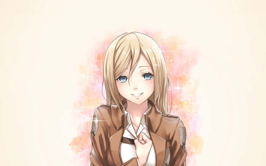 Smiling Blonde Anime Girl Military Uniform Wallpaper