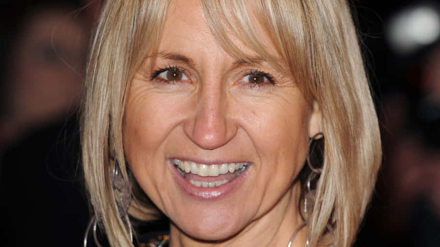 Smiling Blonde Woman Earrings Wallpaper