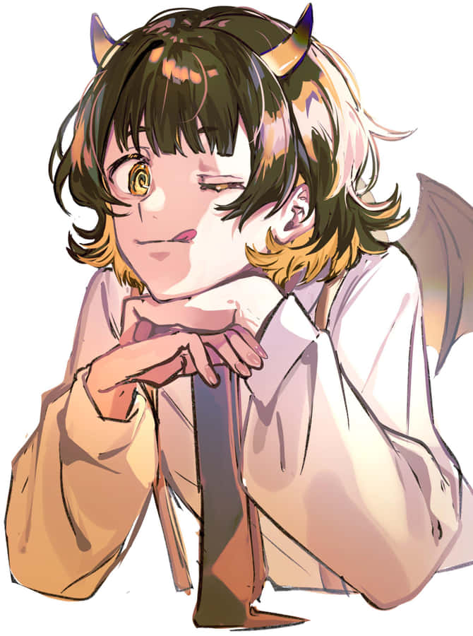 Smiling Demon Boy Illustration Wallpaper