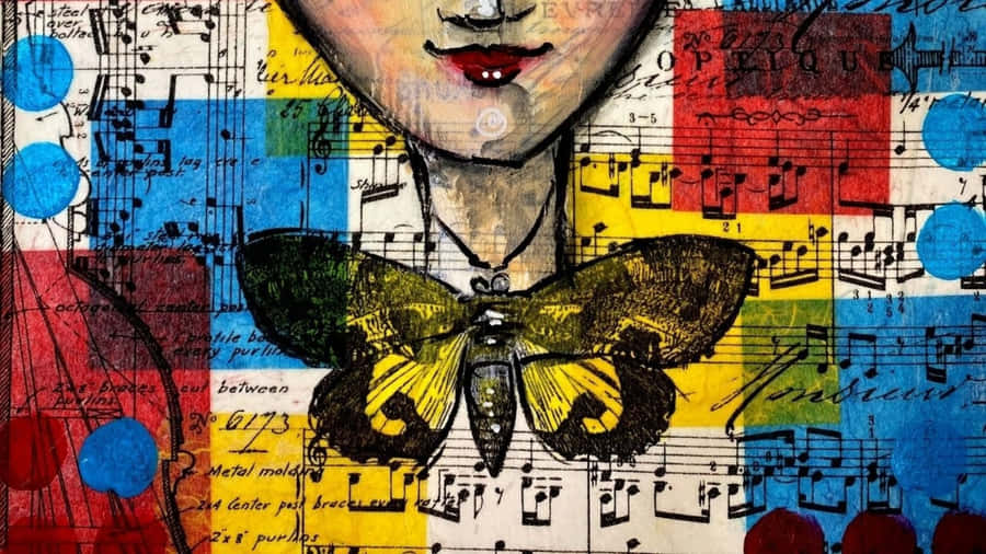 Smiling Face Artwork Made Of Multiple Materials Wallpaper