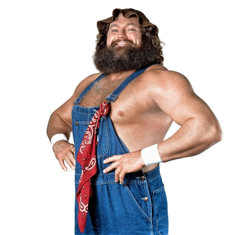 Smiling Wrestlerin Overalls Wallpaper