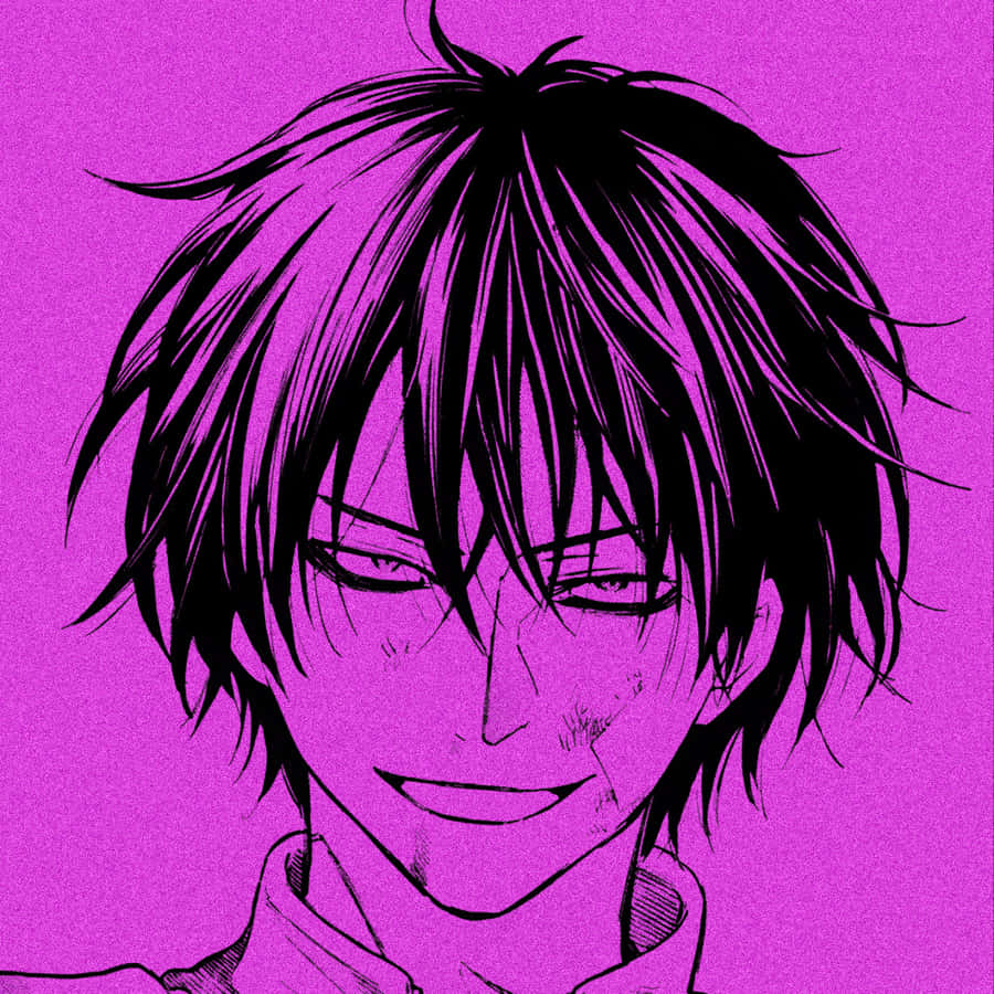 Smirking Anime Character Purple Background Wallpaper