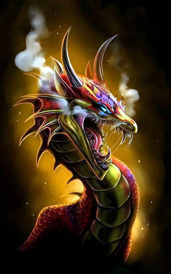 Smoke Really Cool Dragons Painting Wallpaper