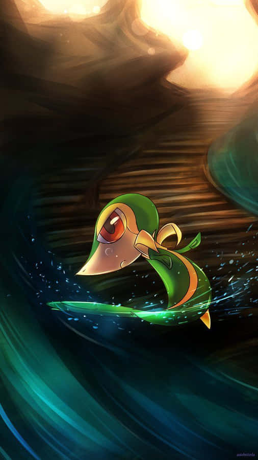 Snivy Splashing In Water Wallpaper