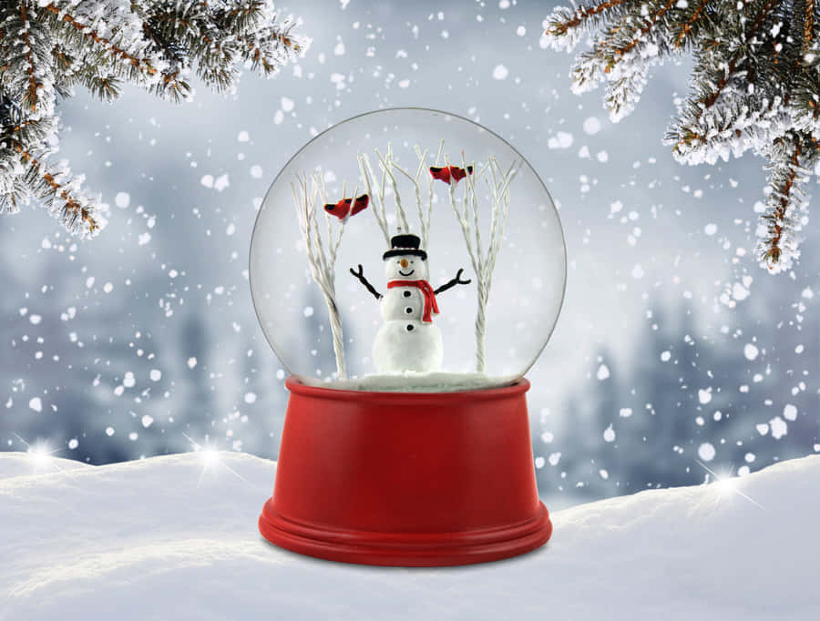 Snow Globe With Snowman Wallpaper