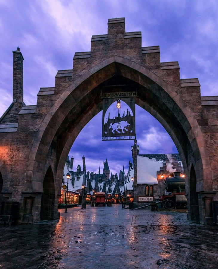 Snowy Day At Hogsmeade Village Wallpaper