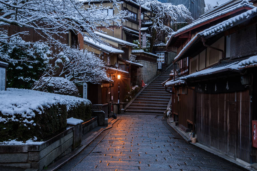 Snowy Kyoto Japan 4k Wallpaper