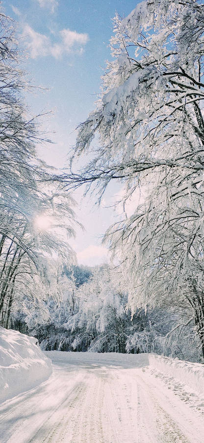Snowy Road Winter Iphone Wallpaper