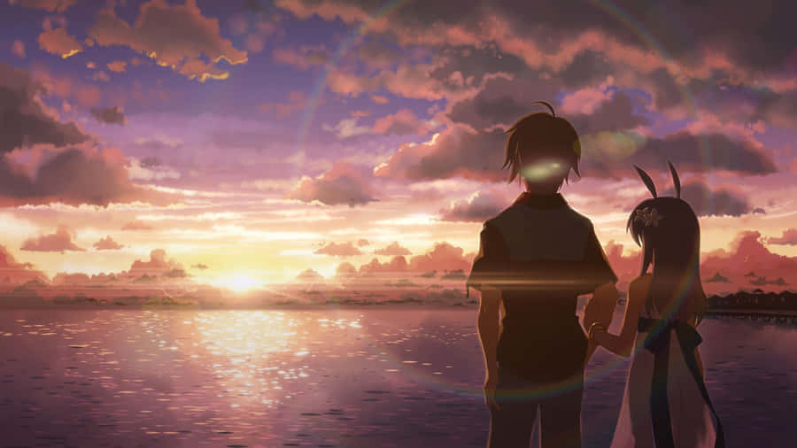 Soak In The Sun At A Peaceful Anime Beach Wallpaper