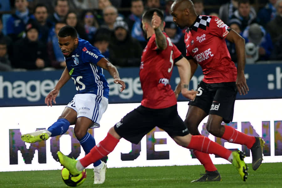 Soccer Action Midfield Duel Wallpaper