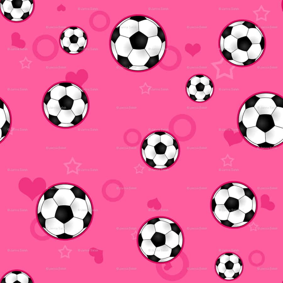 Soccer Balls On Pink Background Wallpaper