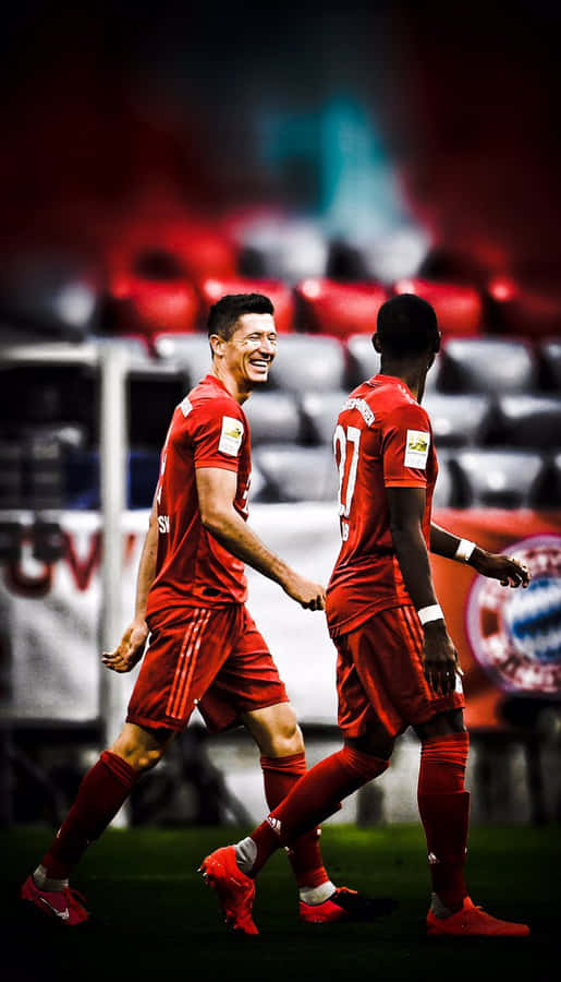 Soccer Celebration Red Uniforms Wallpaper