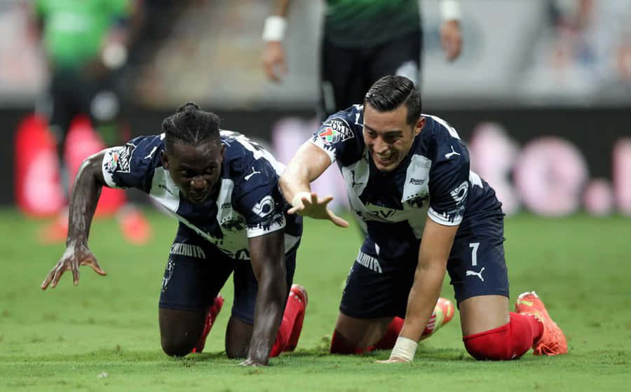 Soccer Players Celebration Fall Wallpaper