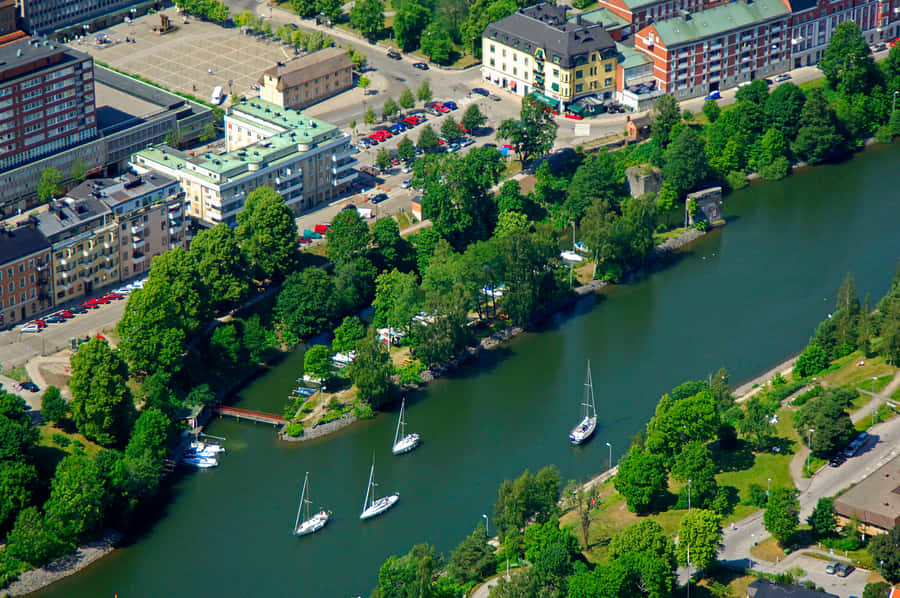 Sodertalje Aerial View Sweden Wallpaper