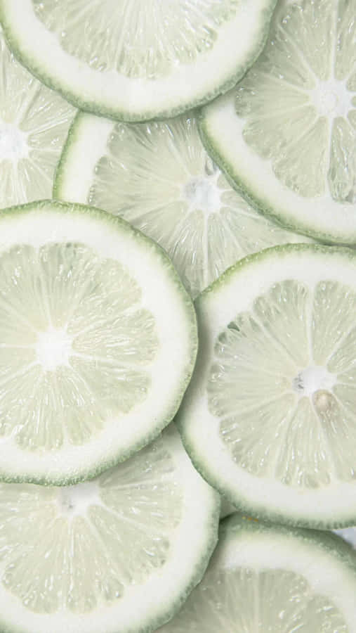 Soft Green Lime Slices Aesthetic Wallpaper