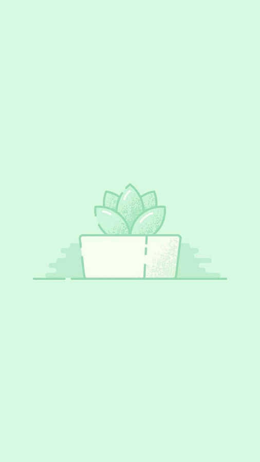 Soft Green Succulent Illustration Wallpaper