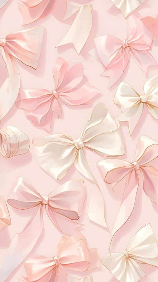 Soft Pink And Cream Bows Wallpaper