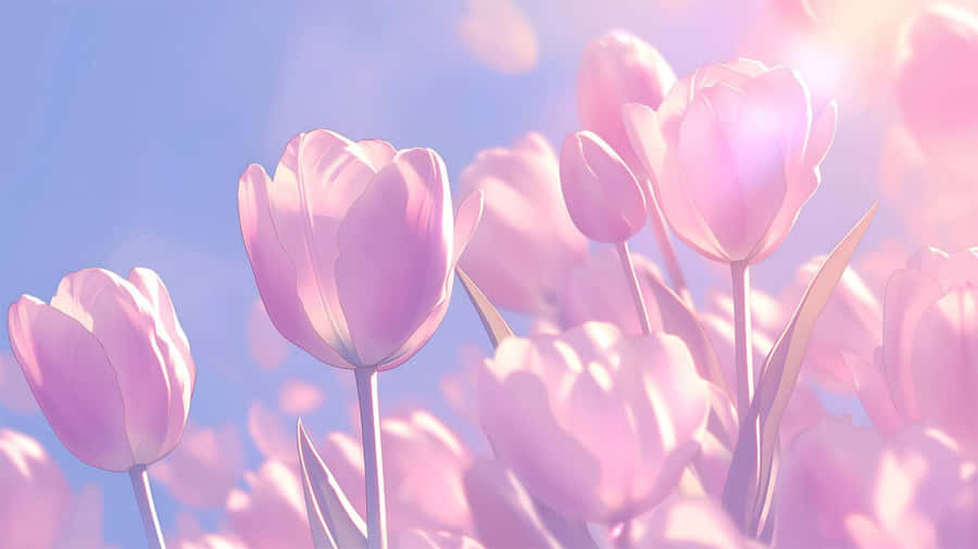 Soft Pink Tulips Bloom Wallpaper