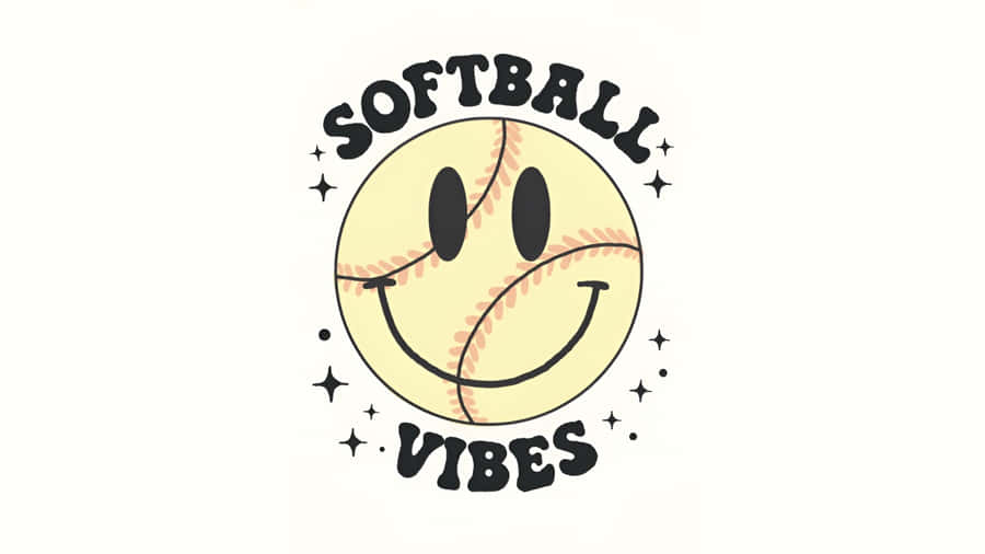 Softball Vibes Smiley Design Wallpaper