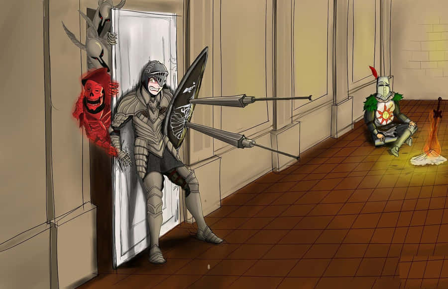 Solaire Of Astora Posing In His Iconic Stance Wallpaper