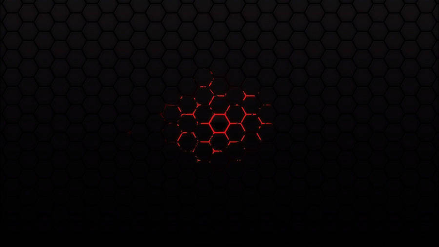 Solid Red And Black Hexagonal Pattern Wallpaper