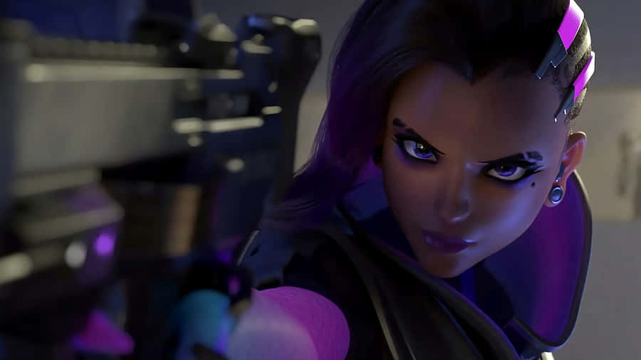 Sombra In Action On Overwatch Wallpaper